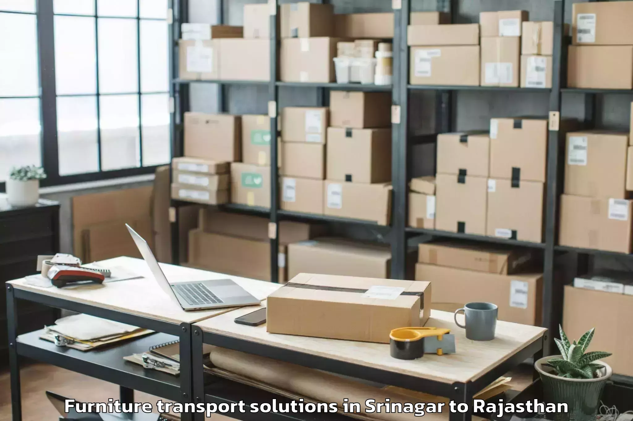 Book Srinagar to Balesar Furniture Transport Solutions